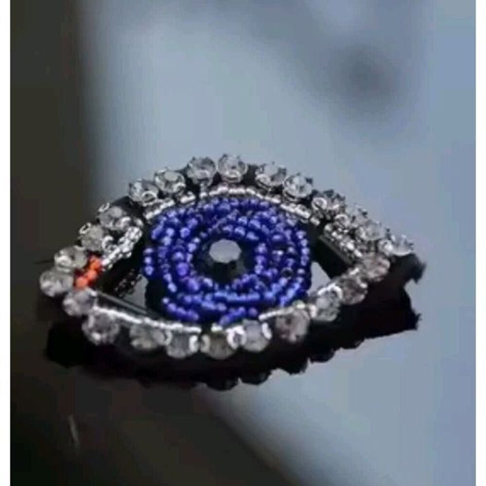 Beaded Rhinestone Eyeball Applique 2"x2" Sew On
